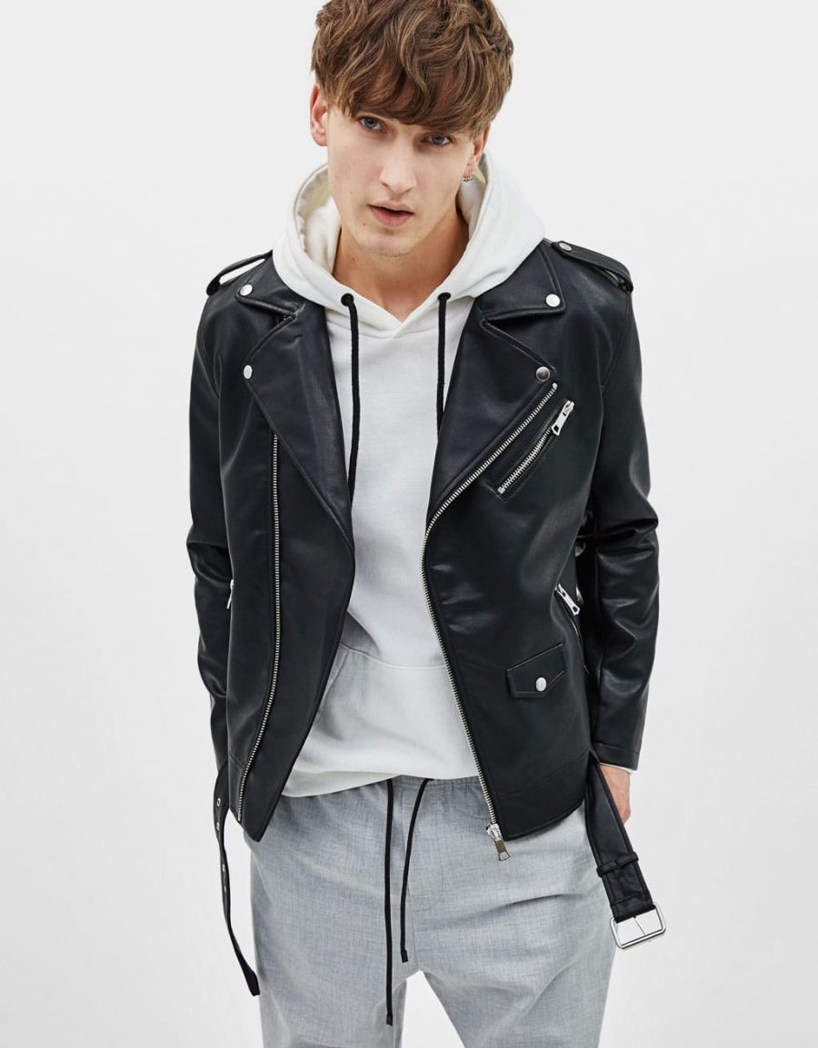 Faux leather biker jacket - Hình ảnh 2