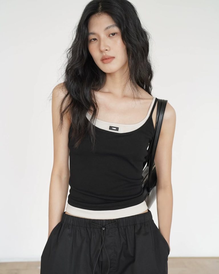 Áo hai dây phối 2 lớp màu đen thời trang