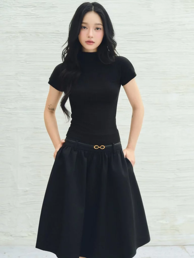 Babytee áo thun ôm nữ LINHDINH Studio màu đen xám ảnh 2