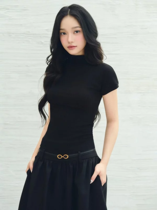 Babytee áo thun ôm nữ LINHDINH Studio màu đen xám ảnh 3