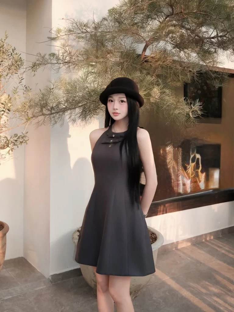 Halter Dress đầm yếm nữ dáng A LINHDINH Studio màu xám ảnh 1