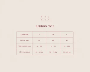 Bảng thông số size S M L áo Ribbon Top LINHDINH Studio