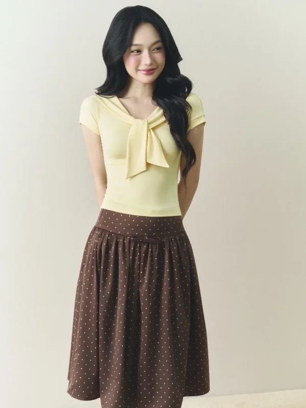 Áo Ribbon Top nữ màu vàng bơ LINHDINH Studio