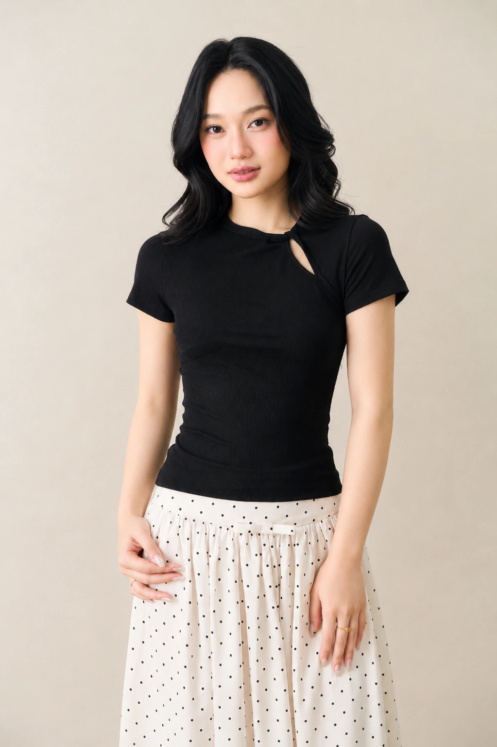 Chloe Top đen chất Butter Knit ôm dáng