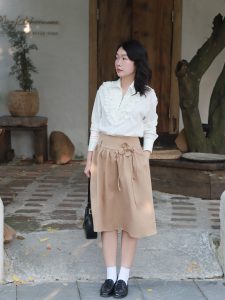 Ivy Skirt Beige x Lina Shirt Offwhite - LINHDINH Studio