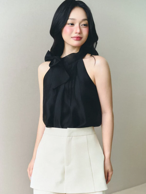 Quần giả váy cạp cao Noir Skort màu kem