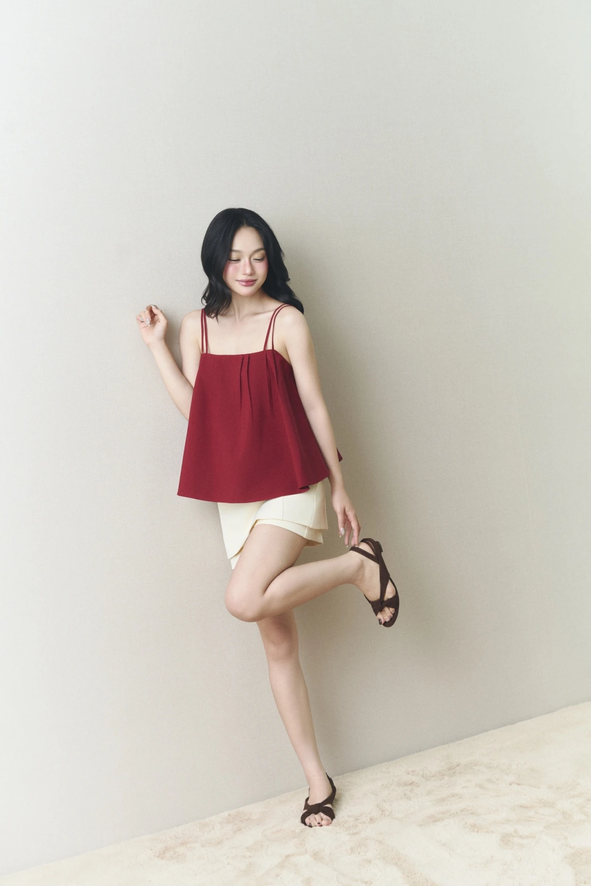 Soleil Cami Top màu đỏ đô LINHDINH Studio