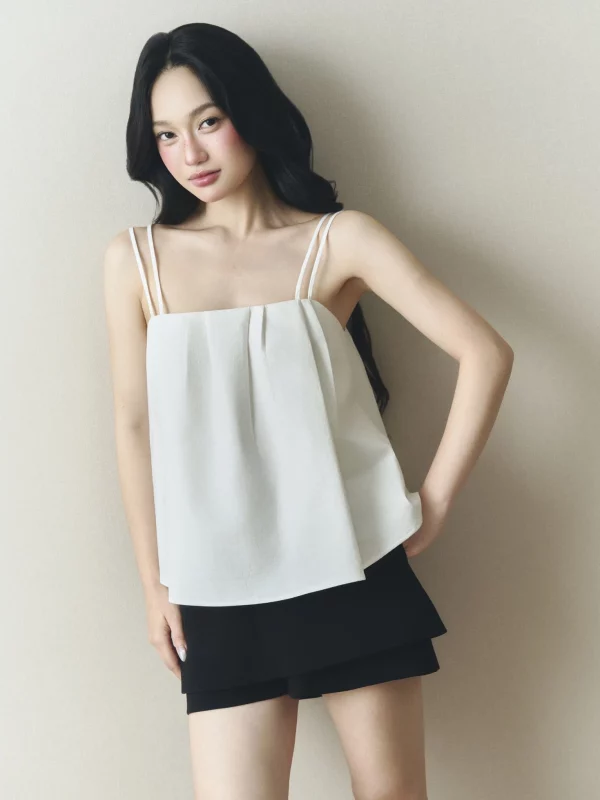 Soleil Cami Top trắng form suông A-line
