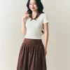 Soleil Midi Skirt nâu chocolate LINHDINH Studio