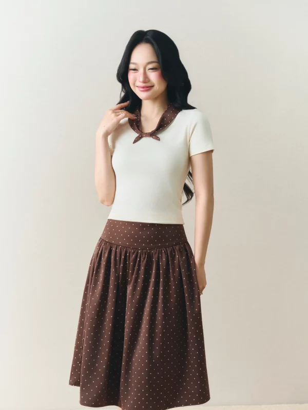 Soleil Midi Skirt nâu chocolate LINHDINH Studio