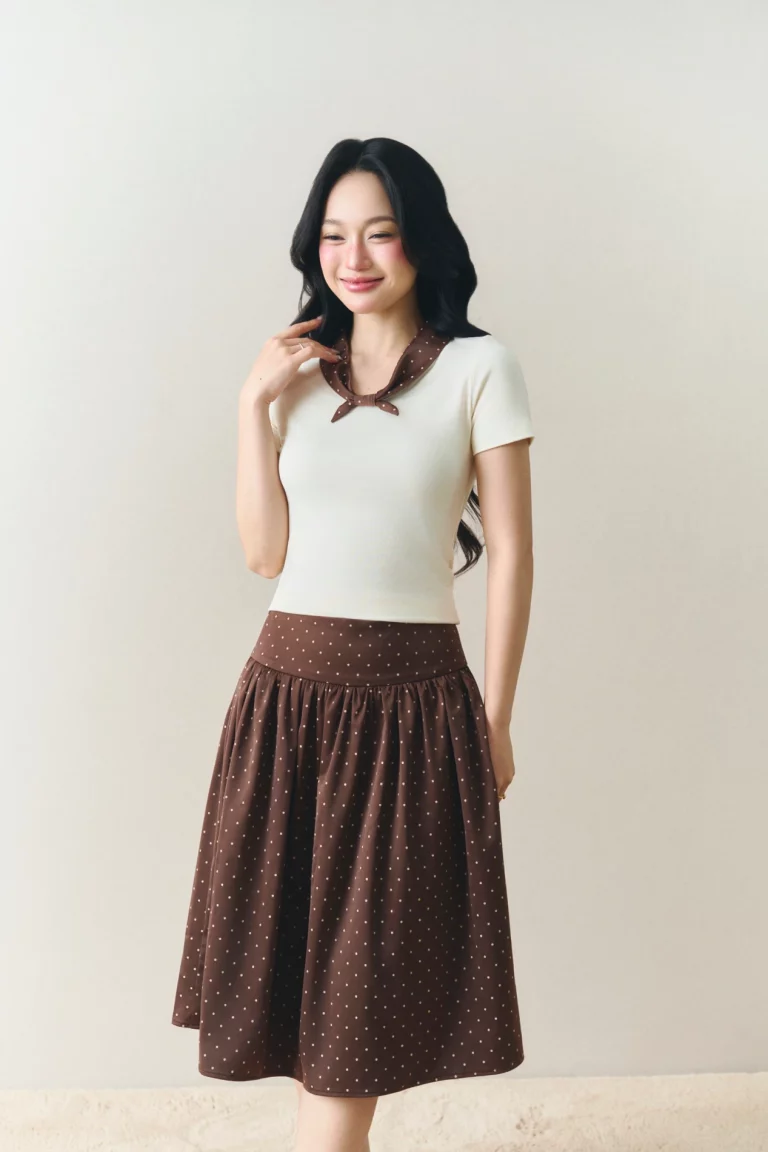 Soleil Midi Skirt nâu chocolate LINHDINH Studio