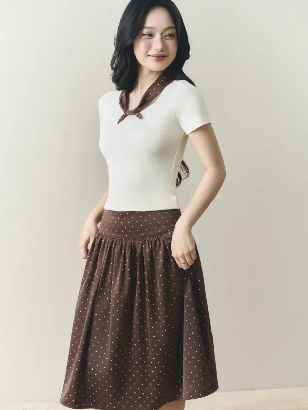 Chân váy Soleil Midi Skirt màu Nâu Chocolate dáng A-line
