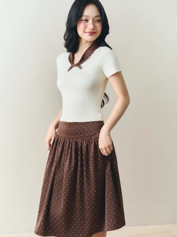 Chân váy Soleil Midi Skirt màu Nâu Chocolate dáng A-line